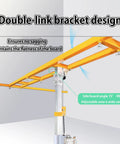 Heavy Duty Drywall Lift And Sheetrock Hoist With Telescopic Arm showing the double-link bracket design for even panel support.