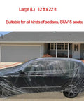 4-Pack Universal Car Cover Rain Dust Protection With Elastic Hem Lightweight Clear Plastic Covers Fits SUV in driveway