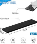 Premium Thick Furniture Pads 12 Piece Kit Features Heavy Duty Self Adhesive Non Slip Grippers That Stay Locked Down And Prevent Couches From Slipping On Wood Floors, measuring 5.73 by 1.85 inches.