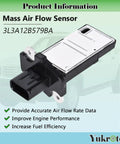 Plug And Play Mass Air Flow Sensor MAF For Ford 2004 2010 F Series F 150 F 250 Super Duty E Series Escape Expedition Explorer Mustang Lincoln Mercury Replaces OE 3L3Z12B579BA 3L3A12B579BA product image showing design details