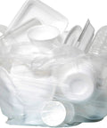 Heavy Duty Clear Trash Bags 1000 Count 12 To 16 Gallon Size 24 By 33 Inch Coreless Rolls With A Rock Solid Leak Proof Star Seal filled with waste.