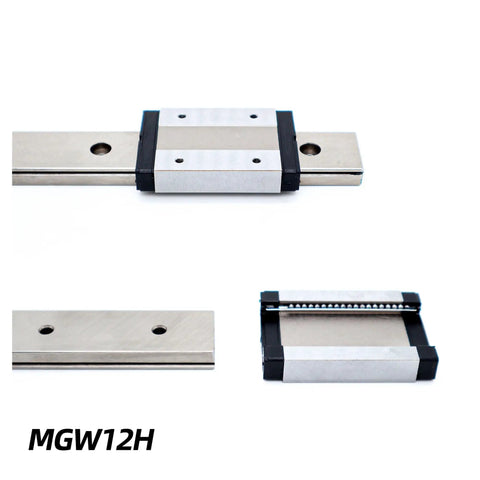 Ultra Smooth Linear Guide Rail With Block MGW12 100 To 800mm for CNC and 3D Printers, showing steel rail and block details