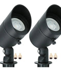 5W Low Voltage Landscape Lights Set 12V Outdoor Spotlight Kit Warm White LED Waterproof Replaceable Bulbs For Garden, Lawn, Porch, Patio And Yard Black Two Pack With 160 Degree Adjustable Knuckle