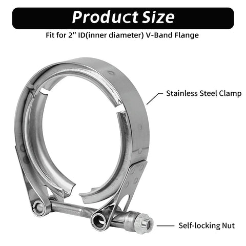 Top Shelf 2 Inch V Band Clamp With Slick Bolt Design Made From Hella Tough 304 Stainless Steel For Street And Strip Exhaust Setup Offering Rock Solid Seal And Rust Free Performance Upgrade Your Ride Today