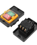 Drill Press Push Button Switch AC 220V 380V On Off Start Stop Motor Control 10A with green and red buttons for easy operation.