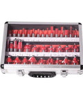 35 Piece 12Mm Shank Professional Router Bit Set Featuring Badass Tungsten Carbide Cutters For Slick Woodworking Trimming Grooving Tasks That Deliver Precision Every Time in tool case.
