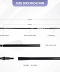 16 Inch Mini Crossbow Arrows Carbon Bolts Set Of Six For Pistol Crossbows Micro Diameter Design size specifications showing shaft and nock