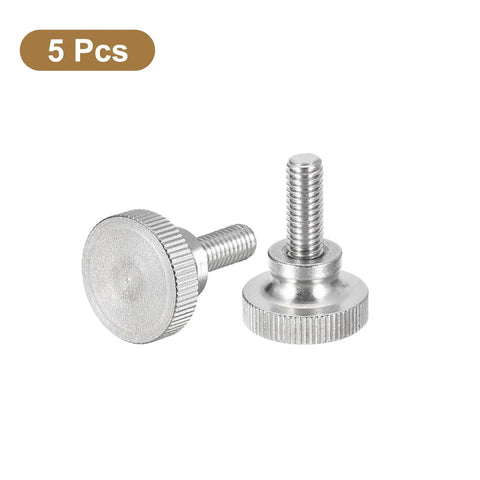 Solid As A Rock M6 X 16mm Knurled Thumb Screws 304 Stainless Steel Flat Head Bolts displaying two screws from a 5 pack.