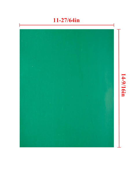 Green gasket paper sheet, 11-27/64in by 14-9/16in, non-asbestos automotive gasket material