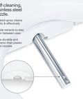 Premium Electric Bidet Seat For Elongated Toilets Featuring Heated Seat And Stainless Steel Nozzle With Warm Air Dryer Night Light And Gentle Close Lid Side Arm Control For A Hassle Free Bang For Buck Bathroom Glow Up showing self-cleaning stainless steel nozzle detail.
