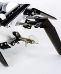 Close-up of the propeller and rudder on the Eighteen Inch Brushless RC Speed Boat With Two Four GHz Remote Control Four Wheel Drive Watercraft