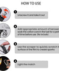 Step-by-step guide on using the All In One Multitool Lighter Keychain With Bottle Opener, Reusable Waterproof Fire Starter.