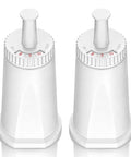 Two Pack Replacement Water Filter For Espresso Machines Compatible With Oracle Touch BES990 And BES980, Barista Pro BES878, Claro Swiss Breville Models, Compare To Part BES008WHT0NUC1, white plastic