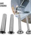 Set Of 4 Stainless Steel Sausage Stuffer Tubes With 15mm 19mm 22mm 28mm Nozzles shown in modern kitchen