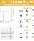 Product dimensions of Two Tier Wooden Coffee Bar Organizer For Countertop And Corner Spaces with icons for usage