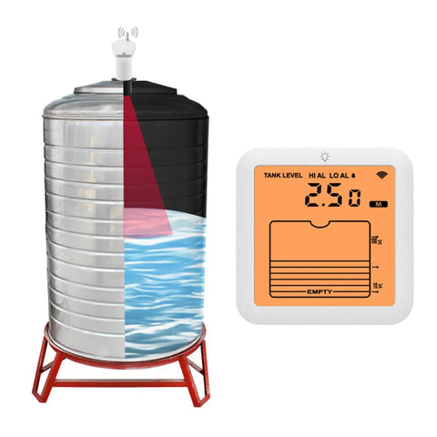 Wireless Water Level Sensor Ultrasonic Tank Level Meter No Fuss Install With IP65 Weatherproof Design And Dual Unit Display