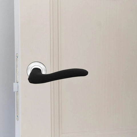 4 Pack Heavy Duty Neoprene Door Handle Covers Anti Slip Protective Sleeves For Car And Truck Handles Heat Cold Resistant Grip Sleeves That Lock Down And Keep Your Ride Solid And Secure on a door lever.
