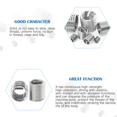 200 Pcs Stainless Steel Wire Thread Inserts Kit M3 M4 M5 M6 M8 M10 M12 Helical Coil Sleeves For Automotive And Machinery Repairs