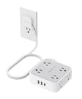 Surge Protector Power Strip With Eight Outlets And USB C Plus USB A Ports 5 Ft Flat Plug Extension Cord 1250W 900J Protection