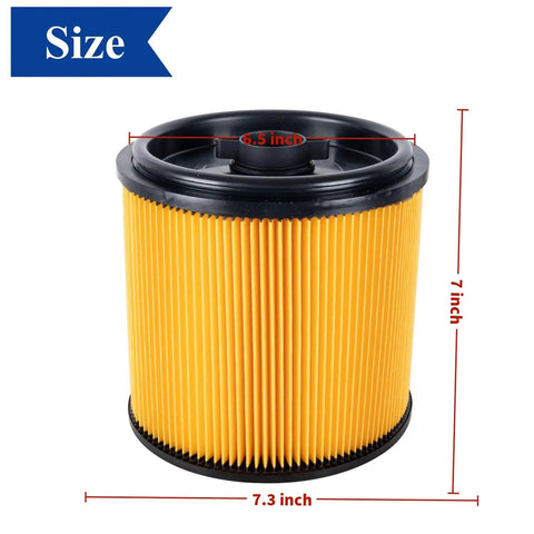 Two Pack Standard Cartridge Filter and Retainer Kit for 5 to 20 Gallon Wet Dry Vacuums Compatible with Vacmaster VCFS and Hart Shop Vacs