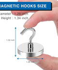 Magnetic Hooks For Cruise Cabins 130 Lbs Heavy Duty Neodymium Magnets size diagram showing 1.26 inch diameter and 1.34 inch height