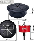 Super Cool Wall Mounted TV Cord Hider With 60mm Grommet Kit And Drill For A Clean Look And Safe Cable Management Using Tough Abs Materials. 60mm ABS cord grommet size details and hole saw drill kit