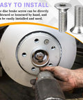 Installation of a brake disc using 4 Pack Stainless Steel Brake Rotor Screws For Front And Rear Discs on vehicle hub
