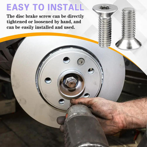 Installation of a brake disc using 4 Pack Stainless Steel Brake Rotor Screws For Front And Rear Discs on vehicle hub