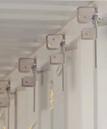 Built Tough Interior Wood Stud Framing Brackets For Shipping Containers And Sea Cans Hand You Forty Bolt On Wall Plates installed inside a shipping container.