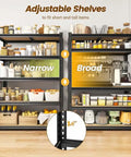 Kickass Heavy Duty 5 Tier Metal Storage Shelving Unit With Reinforced Adjustable Steel Racks For Garage Pantry Warehouse Industrial Tool Organization Setup showcasing adjustable shelves for versatile storage.
