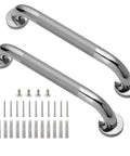 2 Pack 12 Inch 304 Stainless Steel Shower Grab Bars, Anti Slip Handicap Handrails with mounting hardware shown