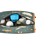 Must Have Airplane Cosmetic Bag For Women with cute cartoon aircraft design, open to show contents, waterproof polyester