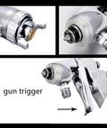 Badass Pneumatic Spray Gun With One Point Five Mm Nozzle W Seven One Model close-up of nozzle and gun trigger showing details.