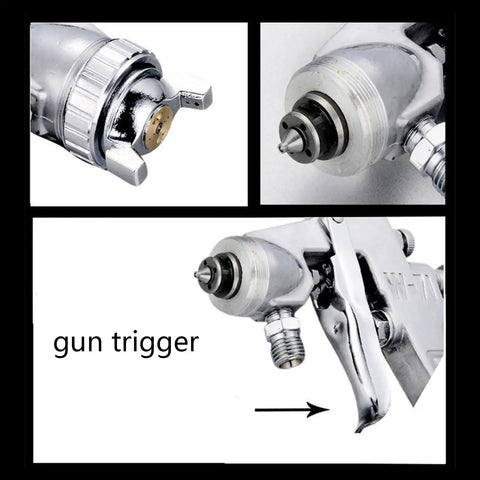Badass Pneumatic Spray Gun With One Point Five Mm Nozzle W Seven One Model close-up of nozzle and gun trigger showing details.