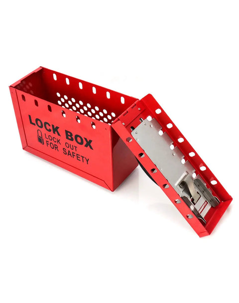 Red Portable Group Lock Box With 12 Padlock Capacity For Lockout Tagout Safety, Easy Share For Teams, Heavy Duty Steel Build With Ergonomic Handle, Durable Construction, 2 Pack