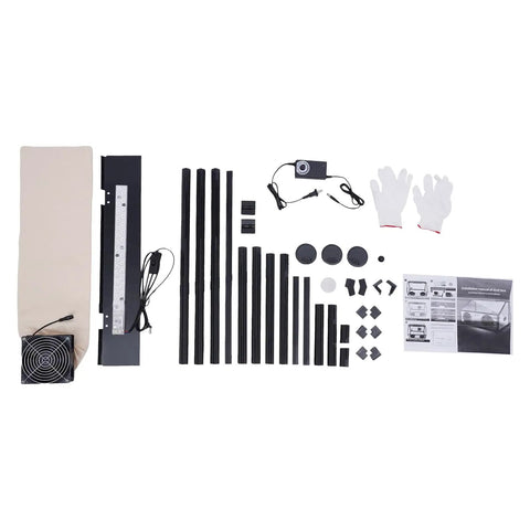 Fully Enclosed Electric Dust Box And Heavy Duty Debris Hauler For Workshop Rig and commercial cleanup jobs parts and assembly components laid out.