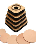 Heavy Duty Pro Grade Round Circle Cutting Mold For Leather Crafts 120mm stacked with die-cut circles nearby