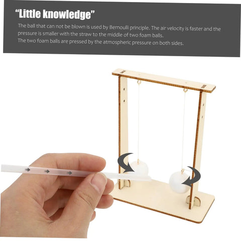 Hands On Physics Experiment Tools And Principle Kit For Students Real World Science Lab Set with wood frame and foam balls.