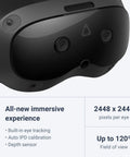 Close-up of Focus Vision XR Headset Bundle With DisplayPort PC VR Streaming Kit, showing front sensors, 2448x2448 resolution.