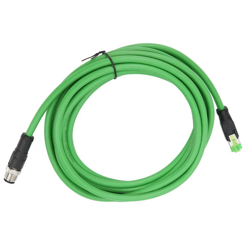 Industrial Cat6 RJ45 Ethernet Patch Cord 5m IP67 Tough 24 AWG Cable for Factory Automation and Control Cabinets High Speed Data Link for Machinery and Industrial Equipment Rugged Built For The Shop Floor Industrial Grade Performance. Green 5m cable with IP67 connectors
