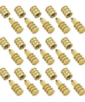 Built Damn Solid Brass Table Leaf Dowel Pins And Bolt Sleeve Connectors Set For Extension Dining Table Hardware Accessories Gold Finish heavy duty pins arranged in a grid.