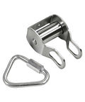 Metal components of Outdoor Zip Line Conversion Kit With Smooth Glide Pulley System for backyard fun and balance training.