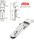 Durable Spring Loaded Latch Catch Toggle Hasp For Cabinet Boxes Sliding Doors And Windows Made From Mild Steel Heavy Duty Simple Lock Hardware Tool Accessory with dimensions shown.
