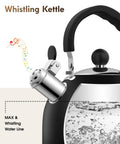 Stovetop Stainless Steel Tea Kettle With Loud Whistle 2 Quart Teapot Ergonomic Handle The Go-To Kitchen Accessory For Hot Water Tea Or Coffee Classic Black Finish.