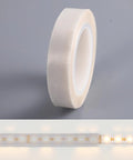 Soft LED Diffuser Tape For Light Strips Half Inch Wide By 33 Feet Two Pack Soften And Smooth Out Glow For Even Lighting Dimmable Creates Cozy Home Theater Vibe And Low Glare Ambience. White fabric LED diffuser tape roll, 0.5 in wide, for light strips