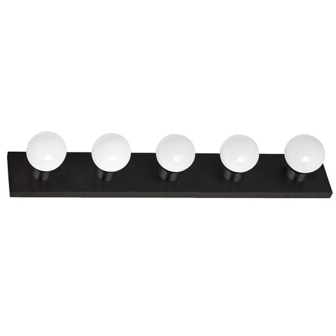 Matte Black Five Light Vanity Fixture Dimmable Bathroom Vanity Light For Makeup Area Dope Sleek Modern Horizontal Or Vertical Mount 30 Inch Wide Uses Five 60W Bulbs For An Epic Bathroom Vibe