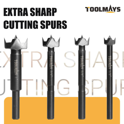 Heavy Workhorse Forstner Drill Bits For Woodworking, 3/4 Inch High Carbon Steel Round Noses, Clean Flat Bottom Holes For Lumber And Job Site Framing, 3 Piece Shop Ready Bundle - extra sharp cutting spurs set.