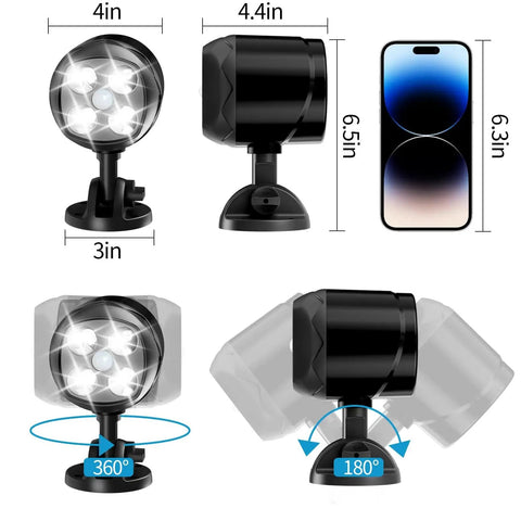 Battery Operated Motion Sensor Lights Outdoor Waterproof Security Spotlight 800 Lumen With Four LED Bulbs Night Activation
