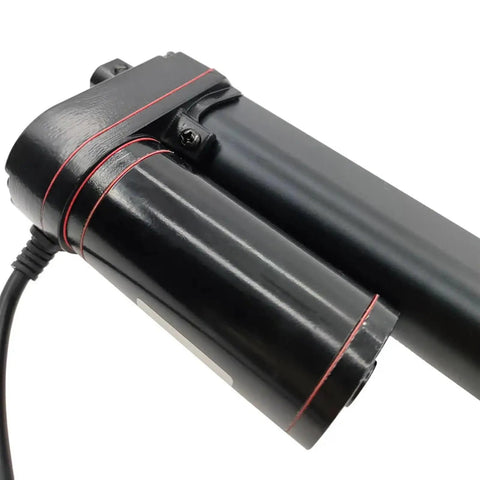 Heavy Duty Linear Actuator Motor DC 12V 24V Smooth Stroke close-up view of black motor housing and wiring detail.