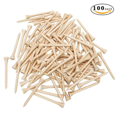 Three And Quarter Inch Wood Golf Tees For Training And Pro Play, Less Friction Natural Hardwood Tees, Durable Bulk Pack Of 100.
